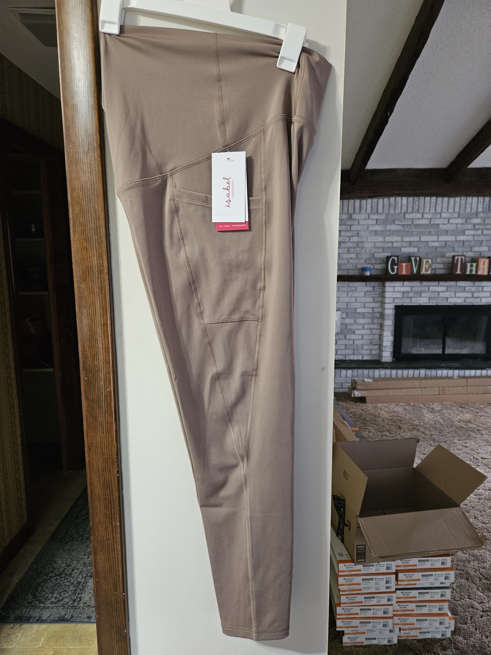 Isabel Maternity by Ingrid & Isabel Taupe Leggings with Side Pocket